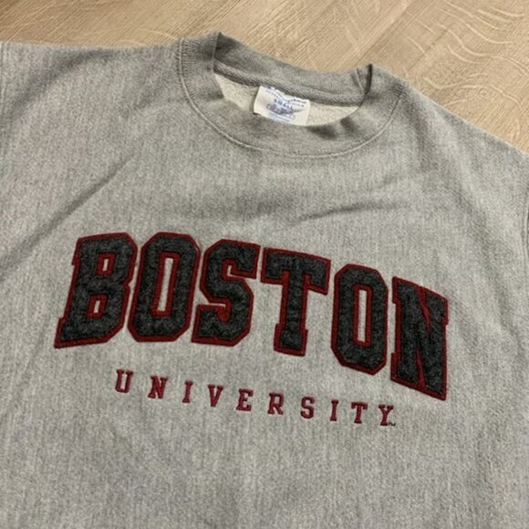 Champion Reverse Weave Boston University Crewneck Sweatshirt Men's Small S Gray - Picture 2 of 3